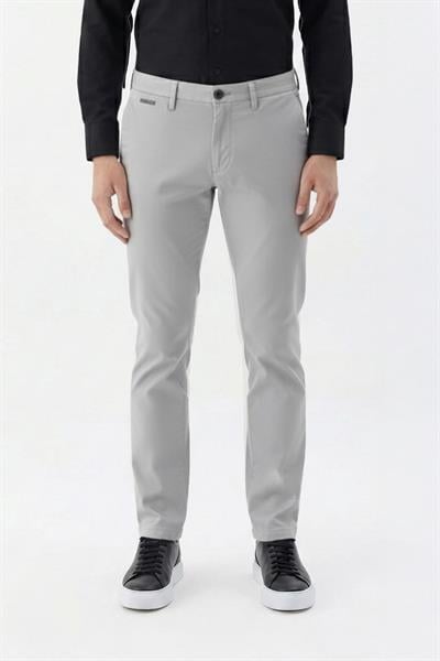 Giotelli Gri Regular Fit Pamuk Karışımlı Likralı Chino Pantolon