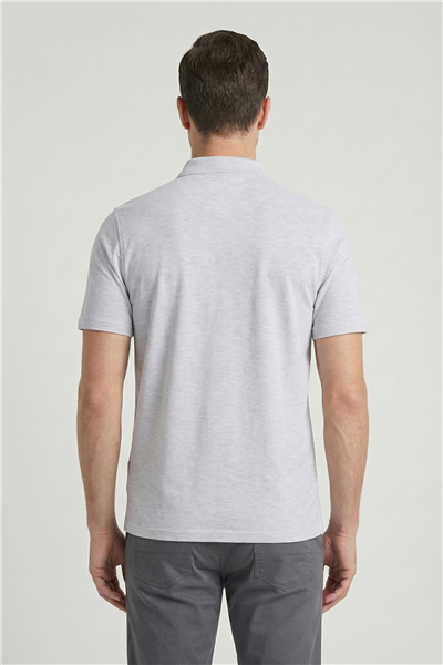Giotelli Erkek Gri Dar Kesim Slim Fit %100 Pamuk Düğmeli Polo Yaka Tişört