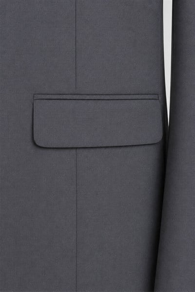 Gri Slim Fit Düz Paça 6 Drop Mono Yaka Klasik Takım Elbise