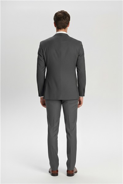 Gri Slim Fit Çizgili Mono Yaka 6 Drop Erkek Takım Elbise