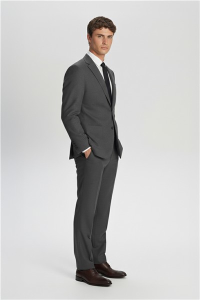 Gri Slim Fit Çizgili Mono Yaka 6 Drop Erkek Takım Elbise