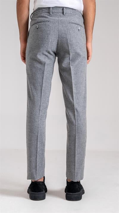 Giotelli Gri Slim Fit Yünlü Yan Cepli Casual Pantolon