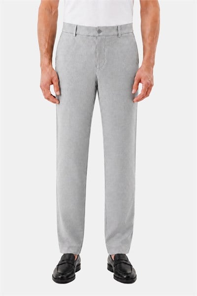 Gri Yanı Lastikli Köprülü Kemerli Slim Fit Jogger Pantolon