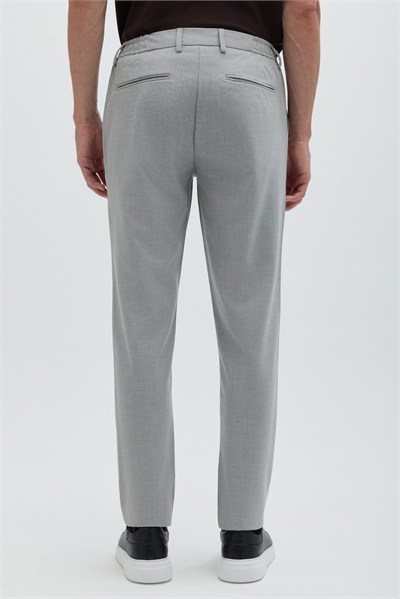 Gri Yanı Lastikli Köprülü Kemerli Slim Fit Jogger Pantolon