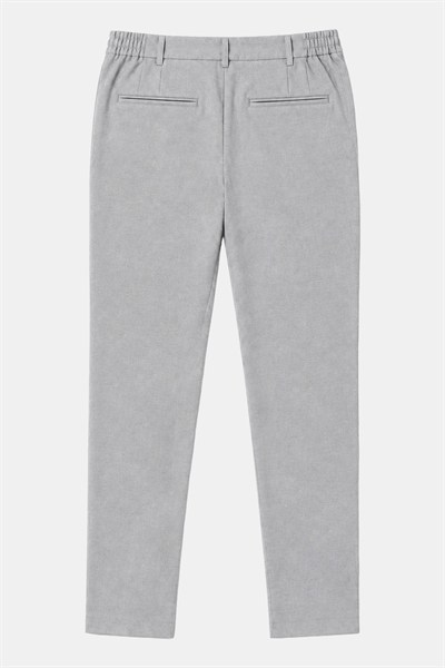 Gri Yanı Lastikli Köprülü Kemerli Slim Fit Jogger Pantolon