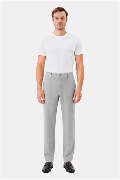 Gri Yanı Lastikli Köprülü Kemerli Slim Fit Jogger Pantolon