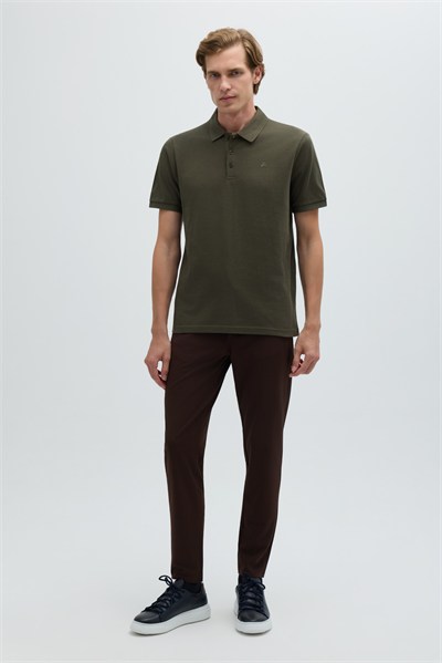 Haki %100 Pamuk Regular Fit Klasik Polo Yaka T-shirt