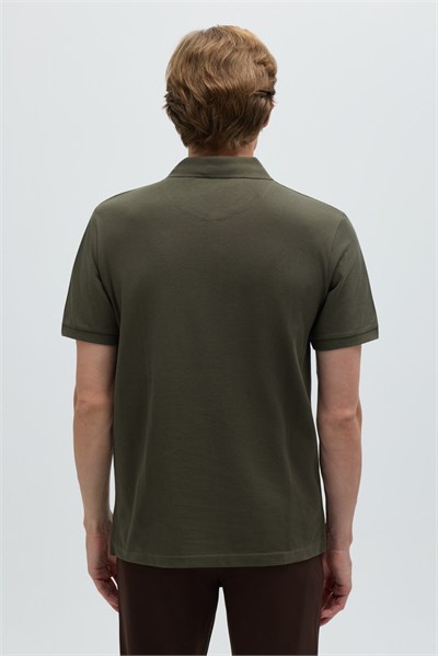 Haki %100 Pamuk Regular Fit Klasik Polo Yaka T-shirt
