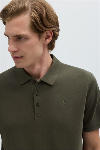 Haki %100 Pamuk Regular Fit Klasik Polo Yaka T-shirt