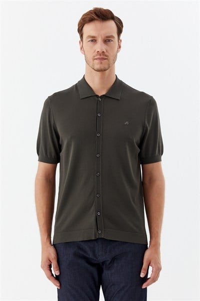 Haki Reglan Polo Yaka Triko Gömlek