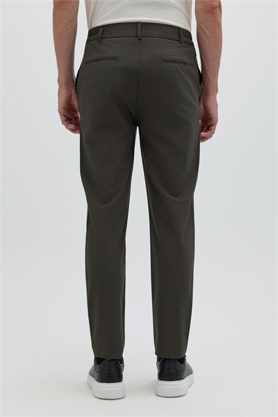 Haki Slim Fit Bel Bağcıklı Paraşüt Pantolon