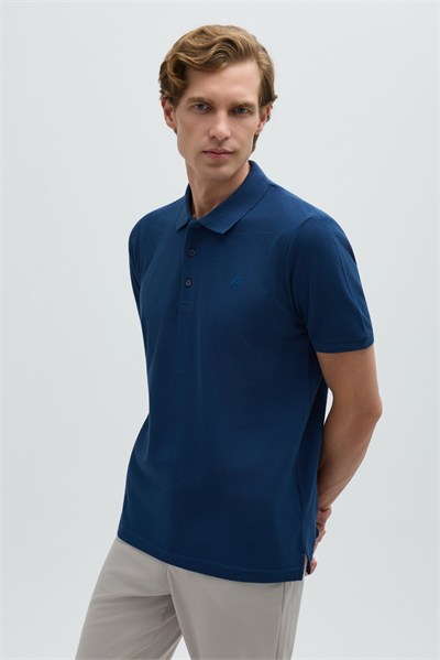 İndigo %100 Pamuk Regular Fit Klasik Polo Yaka T-shirt