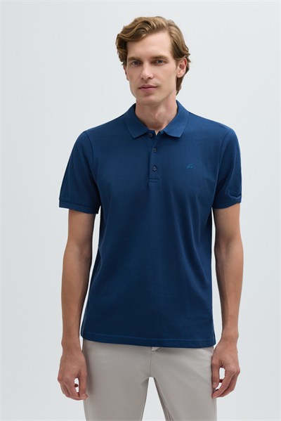 İndigo %100 Pamuk Regular Fit Klasik Polo Yaka T-shirt