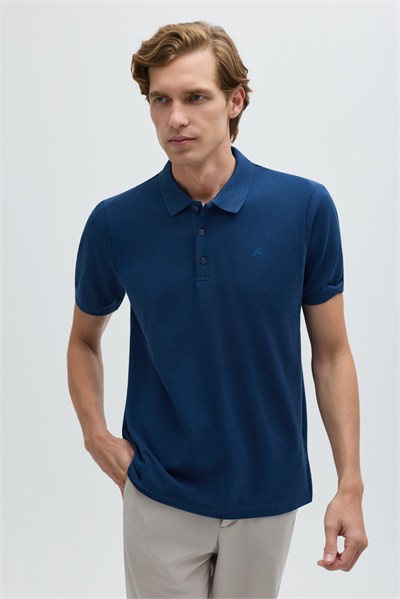 İndigo %100 Pamuk Regular Fit Klasik Polo Yaka T-shirt