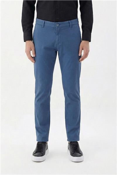 Giotelli Erkek İndigo Normal Kesim Regular Fit Pamuk Yan Cep Normal Bel Pantolon