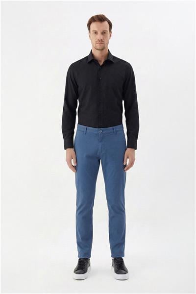 Giotelli Erkek İndigo Normal Kesim Regular Fit Pamuk Yan Cep Normal Bel Pantolon