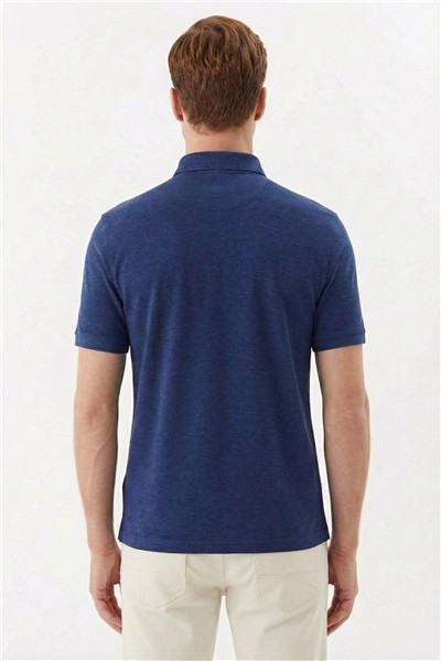 Erkek İndigo Standart Fit Polo Yaka Tişört – Kısa Kollu