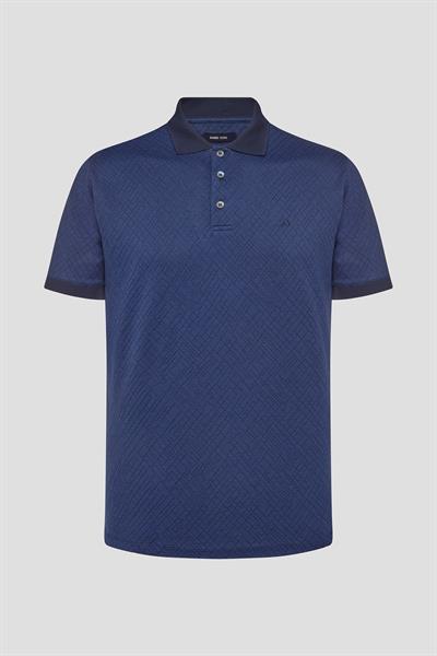 Jakar Desenli Polo Yaka Erkek T-Shirt Lacivert