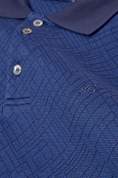 Jakar Desenli Polo Yaka Erkek T-Shirt Lacivert