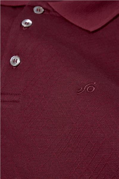 Jakar Desenli Polo Yaka Erkek T-Shirt Bordo