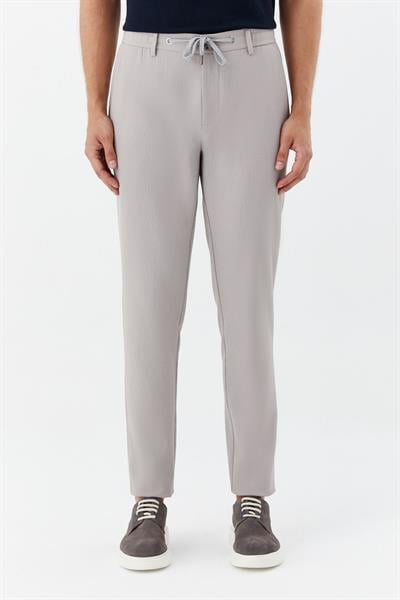 Erkek Gri Normal Kesim Regular Fit Viskon Örme Yan Cep Lastikli Bel Klasik Paça Jogger Pantolon