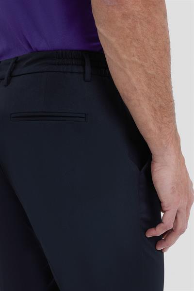 Erkek Siyah Dar Kesim Slim Fit Dokuma Yan Cep Jogger Pantolon