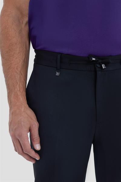 Erkek Siyah Dar Kesim Slim Fit Dokuma Yan Cep Jogger Pantolon