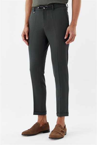 Erkek Zümrüt Dar Kesim Slim Fit Dokuma Yan Cep Jogger Pantolon