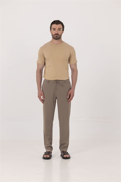 Kahve %100 Pamuk Bisiklet Yaka Düz Renk Basic T-Shirt