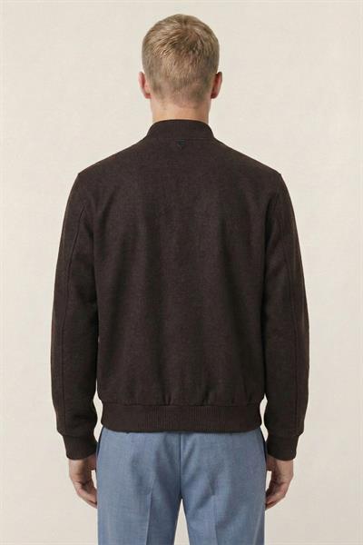 Giotelli Kahve Regular Fit Yünlü Bomber Yaka Kaşe Erkek Mont