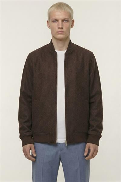 Giotelli Kahve Regular Fit Yünlü Bomber Yaka Kaşe Erkek Mont