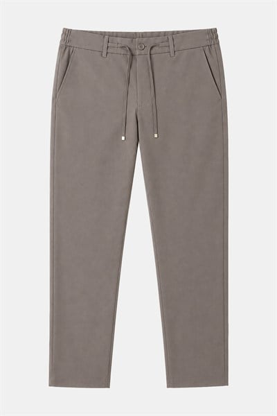 Kahve Dokulu Arka Lastikli Köprü Kemerli Bağcıklı Slim Fit Jogger Pantolon