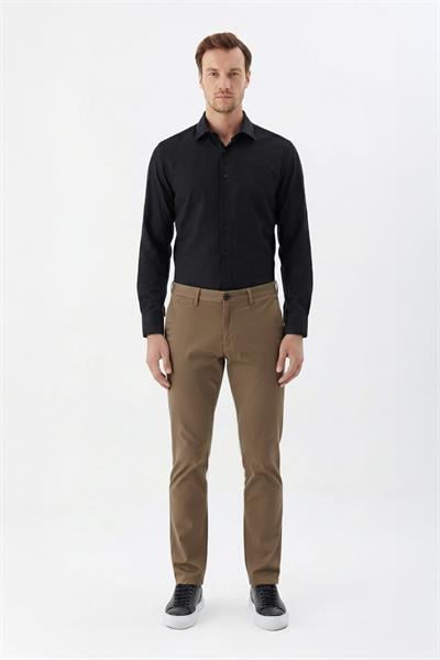 Giotelli Kahve Regular Fit Pamuk Karışımlı Likralı Chino Pantolon