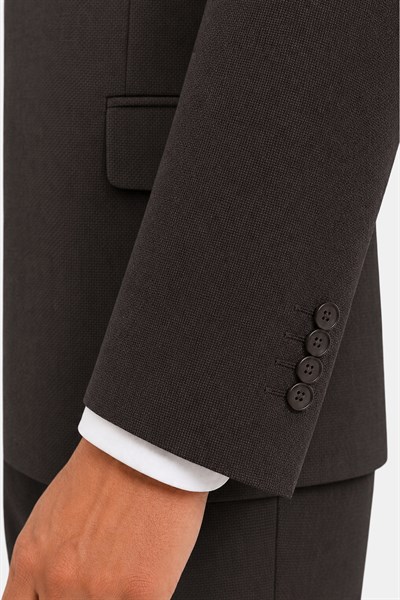 Kahve Slim Fit Normal Bel 6 Drop Mono Yaka Takım Elbise