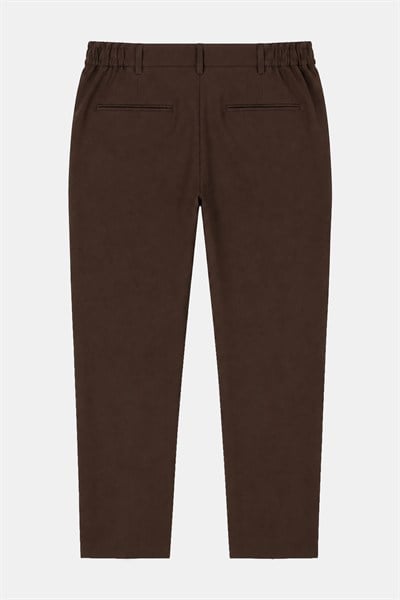 Kahve Yanı Lastikli Köprülü Kemerli Jogger Pantolon