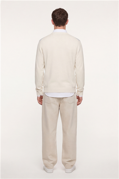 Erkek Kemik Normal Kesim Regular Fit Yünlü Bisiklet Yaka Triko Kazak 