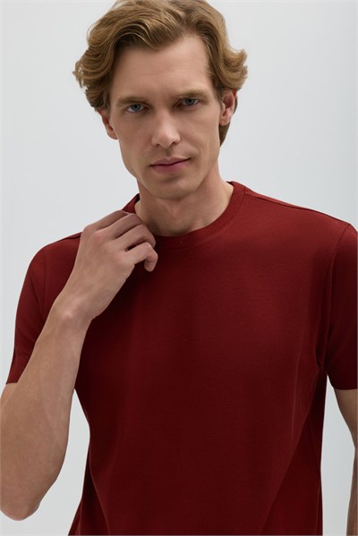 Kiremit Kırmızısı SUPERFINE MERSERIZE COTTON T-SHIRT