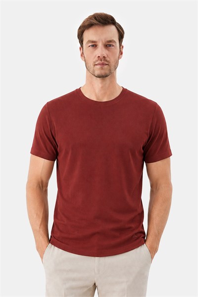Kiremit Kırmızısı SUPERFINE MERSERIZE COTTON T-SHIRT