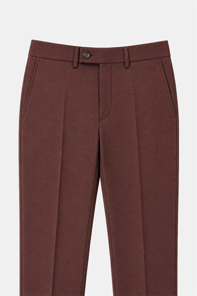 Kiremit Slim Fit Normal Bel 6 Drop Mono Yaka Takım Elbise