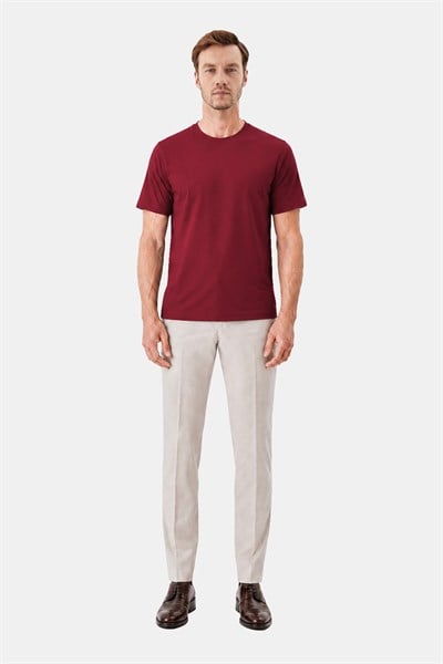 Kırmızı %100 Pamuk Regular Fit Bisiklet Yaka Basic T-shirt
