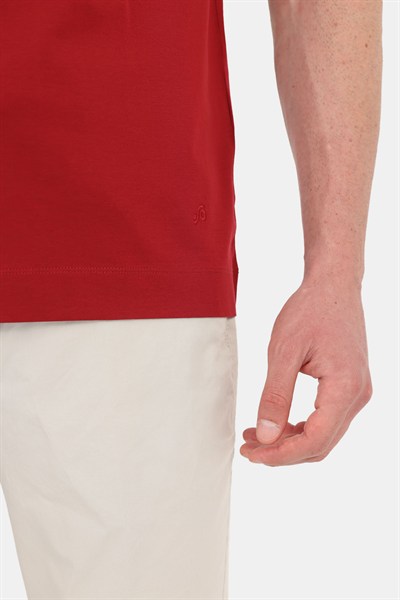 Kırmızı %100 Pamuk Regular Fit Bisiklet Yaka Basic T-shirt
