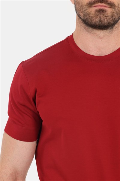 Kırmızı %100 Pamuk Regular Fit Bisiklet Yaka Basic T-shirt