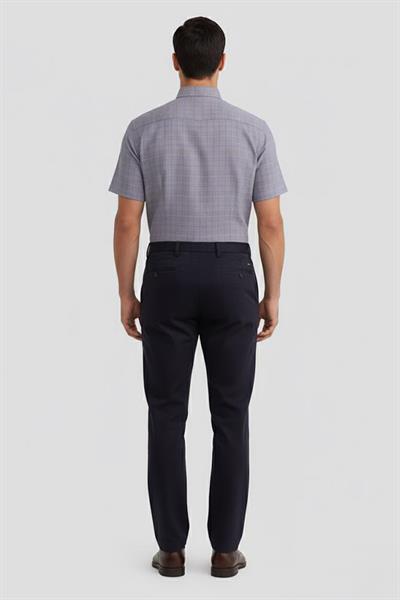 Erkek Kahve Normal Kesim Regular Fit %100 Ekose Kısa Kollu Düğmeli Yaka Gömlek 