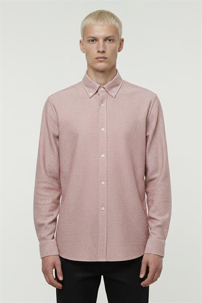 Giotelli Kahve Slim Fit %100 Pamuklu Düğmeli Yaka Gömlek