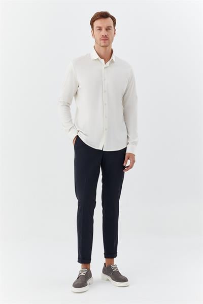 Erkek Latte Düz Klasik Yaka Slim Fit Gömlek