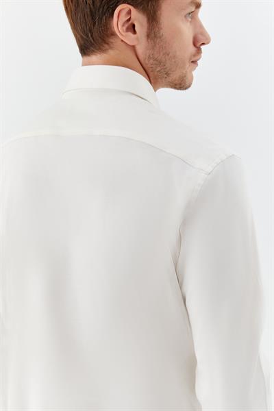 Erkek Latte Düz Klasik Yaka Slim Fit Gömlek
