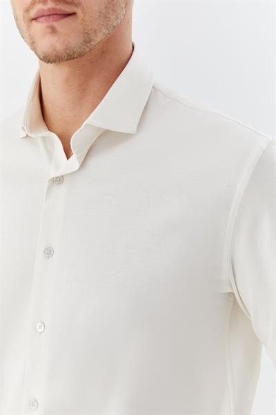 Erkek Latte Düz Klasik Yaka Slim Fit Gömlek