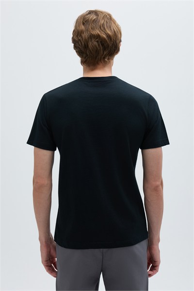 Koyu Antrasit %100 Pamuk Bisiklet Yaka Düz Renk Basic T-Shirt