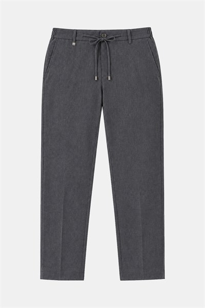 Koyu Gri Slim Fit Dokuma Yan Cep Jogger Pantolon