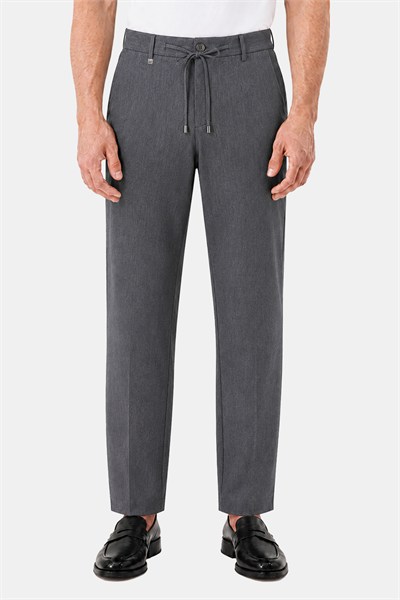 Koyu Gri Slim Fit Dokuma Yan Cep Jogger Pantolon